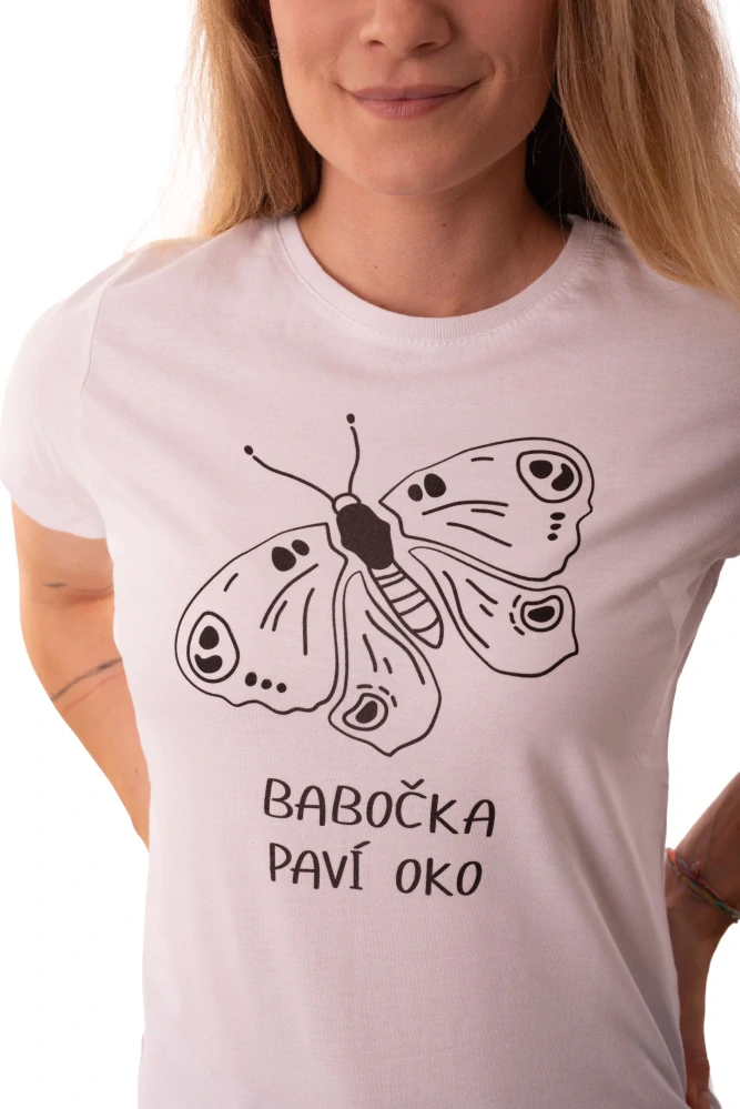 Tričko - babočka paví oko - bílé